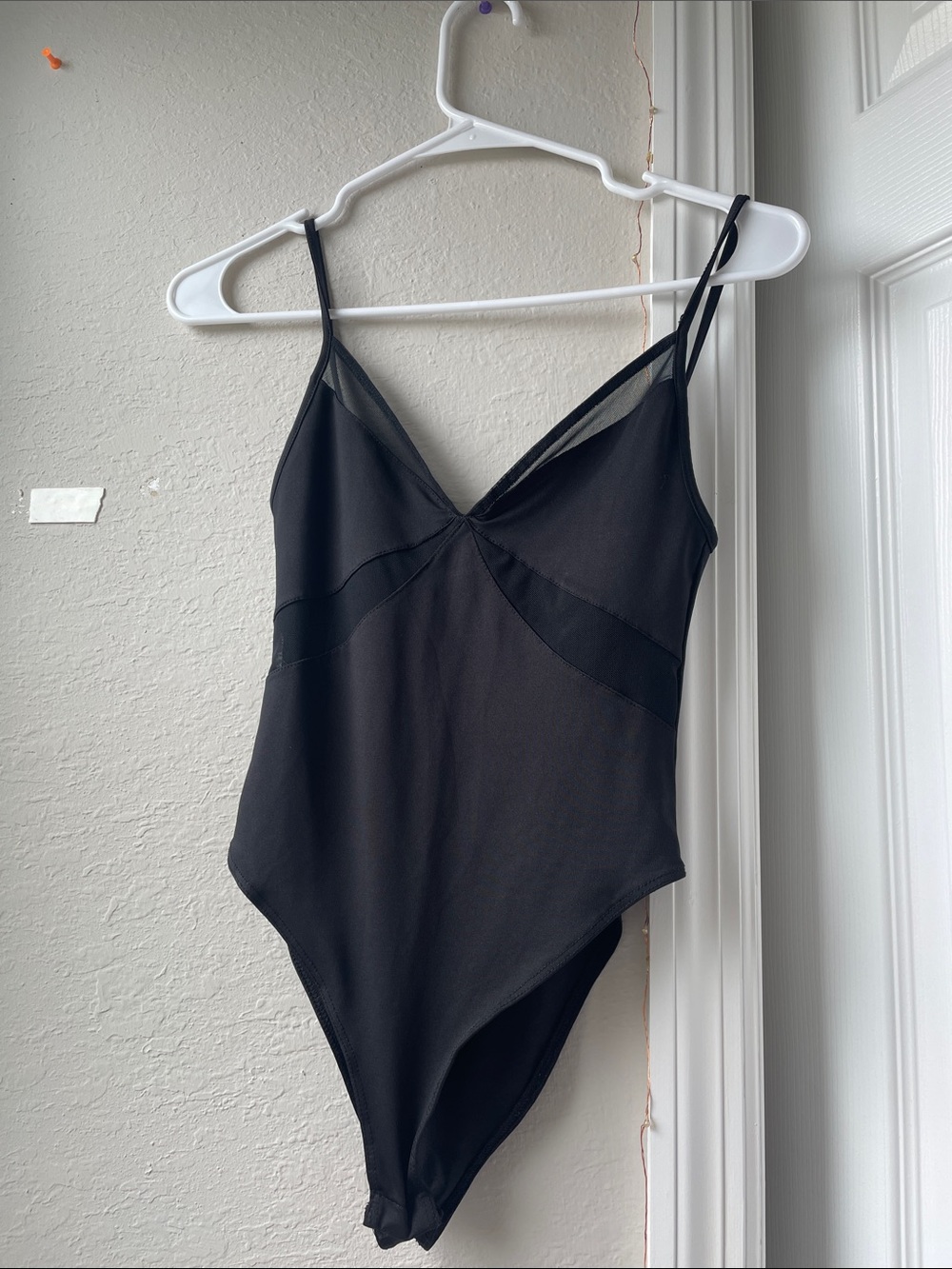 Black V-Neck Satin-Trim Bodysuit